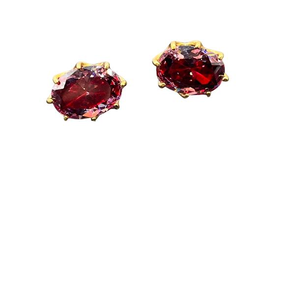 Kate Spade Berry Red Purple Cubic Zirconia Oval Post Earrings - Picture 2 of 12